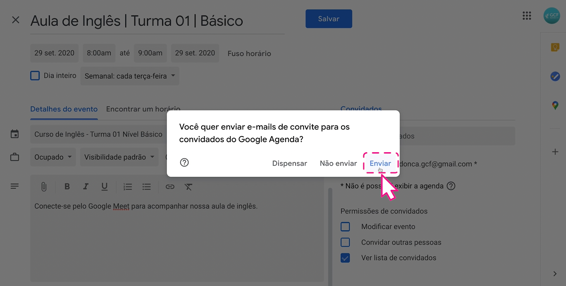 Como usar Google Meet nas aulas virtuais do Google Classroom 15